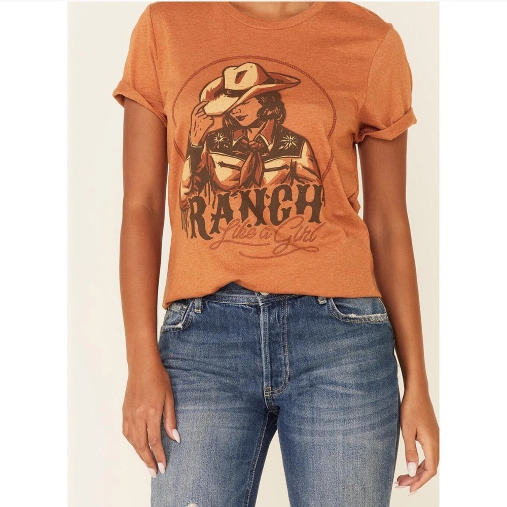 American Hwy Women’s Cowgirl T Shirt “Ranch Like a Girl” Tee Western Size M New - Picture 8 of 8